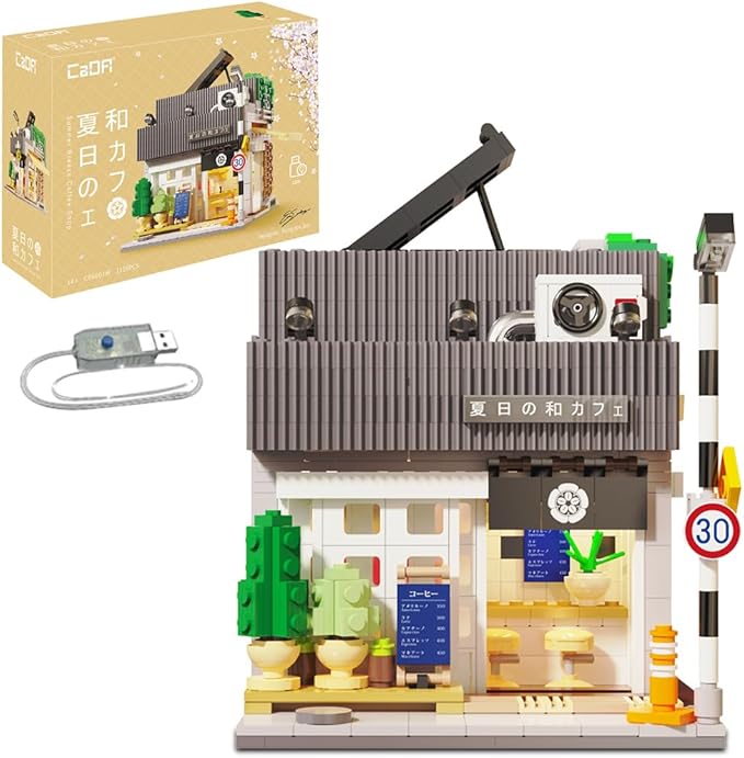 CaDA Master C66007W Summer Breeze Coffee Shop Construction Building SetMOC Japanese Coffee House City Buildings with Lights768PCS Street House Idea Gift for Boys Adults
