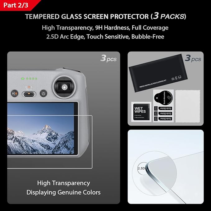 Sun Hood Kit for DJI Mini 3/3 Pro RC Controller Accessories - Anti-Glare Sun Shade Cover Screen Protector and Neck Lanyard