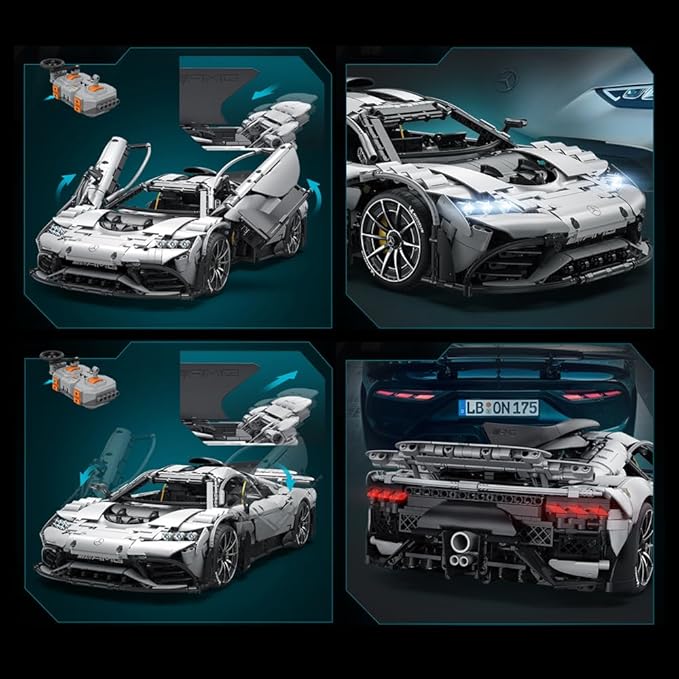 CaDA C61503W Mercedes-AMG ONE Builidng Block Set 1:8 Mercedes AMG Speed Champion Brick Model with Ejection Start Gameplay Super Car Collection Toy Sets for Adults (3295PCS)