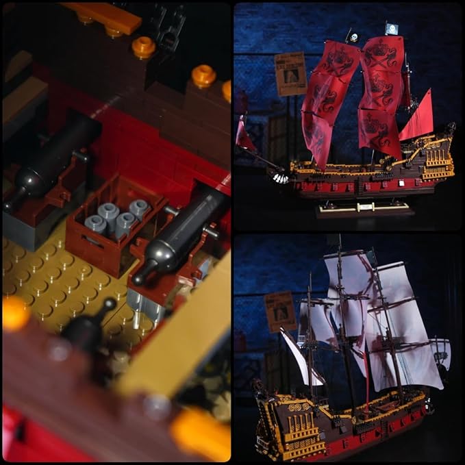 Miabrixbrix Queen Anne's Revenge Pirate Ship Model Kit Length 90cm Pirates Building Boat Set for Adults &amp Collections Enthusiasts Display Ship with Detachable Decks 4400+PCS