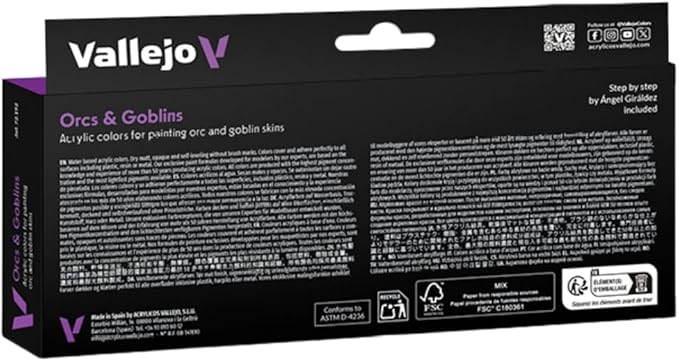Vallejo - Orcs &amp Goblins Acrylic Paint Set | Game Color | Fantasy Color Series Miniature Model Kit for a High Pigment Matte Finish | 8 Bottles x 18 ml. (0.60 fl.oz)