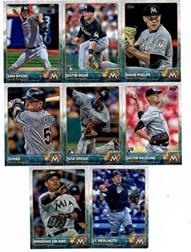 2015 Topps Update Series Miami Marlins Baseball Cards Team Set of 11 Cards: David Phelps Justin Bour Sam Dyson Justin Nicolino A.J. Ramos Casey McGehee Jose Urena Martin Prado Donovan Solano