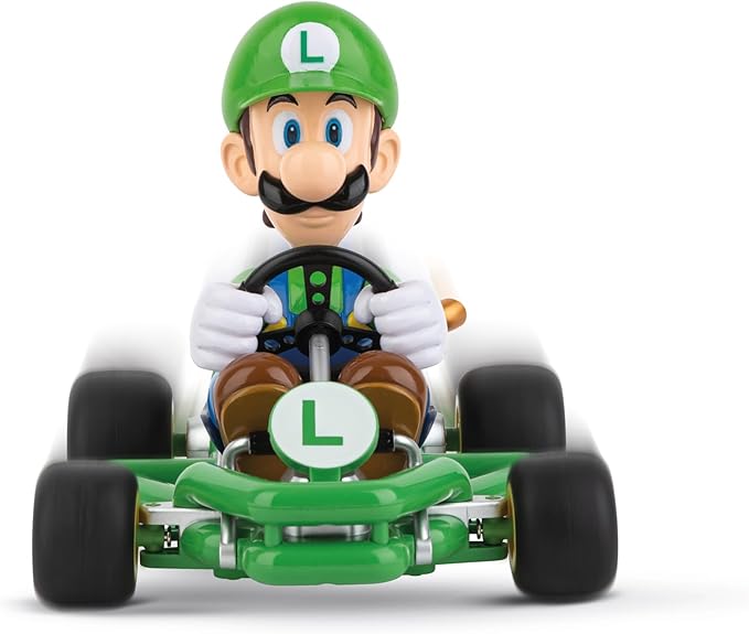 Carrera 200984P RC Official Licensed Mario Kart Pipe Kart Luigi 1:18 Scale 2.4 Ghz Remote Radio Control Car with Rechargeable LiFePO4 Battery - Kids Toys Boys/Girls
