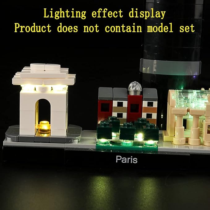 LED Light for (Architecture Paris with Eiffel Tower) Building Blocks Set - Compatible with Lego 21044 Skyline Building Model (Model Set Not Included)