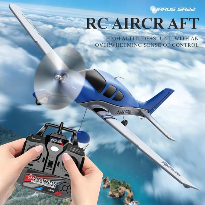 QIDI 580 5-Channel Off-Road Aircraft 3D RC Plane One-Key Hanging Stunt Fixed Wing with Wind Resistant Flight Control for Beginner and Experienced Ready to Fly(Blue)