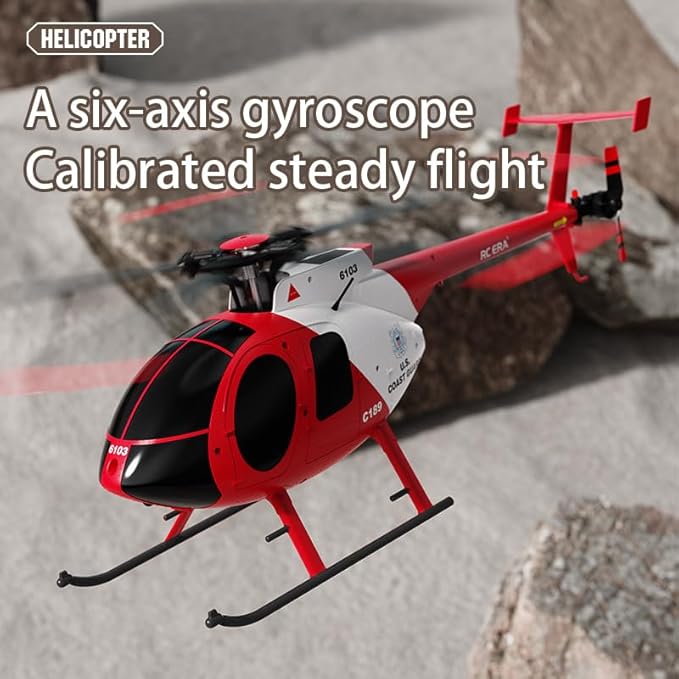 335MM MD500 C189 Remote Control Helicopter Aircraft Add Optical Flow Positioning 1/28 Scale RC Heli Maintain Altitude Hover RTF US Rescue Helicopter RTF 2Batteries