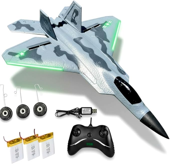 Rc Plane Jet Extra 3 Battery Remote Control Airplane 2025 Christmast Gift- New Planes Model Led Light Aircraft Fighter Army Toy with Easy to Flying Toys for Boys and Girls