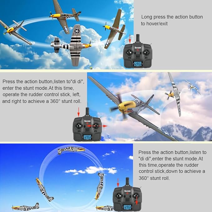 RC Plane 5 Channel P51D Mustang 510mm RC Airplane with 3D Aerobatic and 6-Axis Gyro 1406 Brushless 2.4GHz Radio RC Planes for Adult and Beginners with Spare Propeller (Regular Version- 1 Battery)