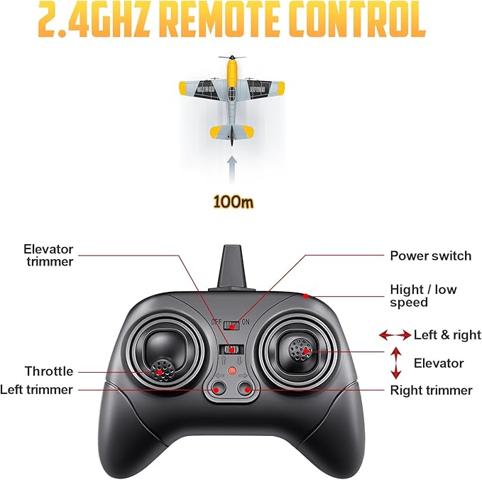 HAWK'S WORK 3 Channel RC Plane BF-109 Remote Control Airplane Ready to Fly 2.4GHz 6-axis Gyro Stabilizer Easy to Fly for Kids &amp Beginners