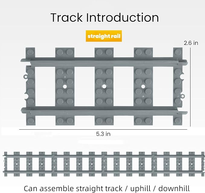 Finger Rock City Train Tracks Building Block Set 212 Pcs Flexible Rails Train Track Railroad Expansion Accessory Set Uphill and Downhill Straight Curved Tracks
