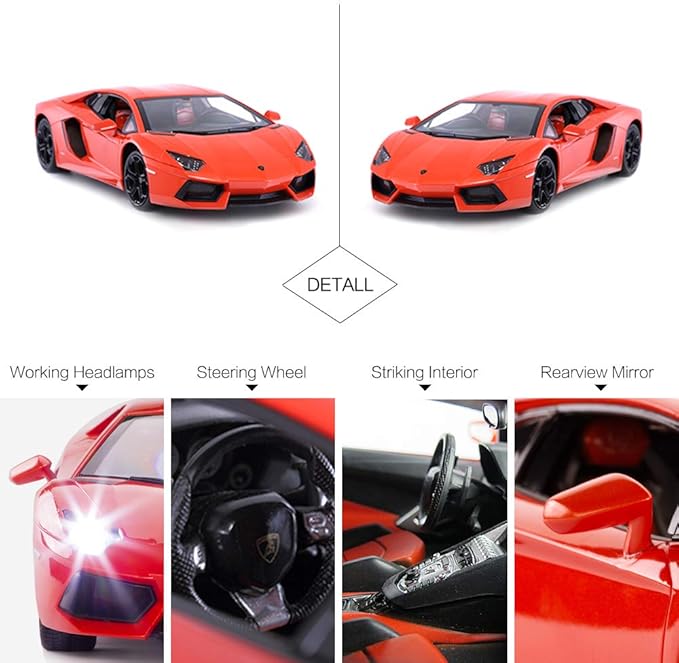 RASTAR RC Car 1:14 Lamborghini Aventador LP700-4 Remote Control Car for Boys 8-12 Working Lights - Orange 2.4GHz RC Lamborghini Toy Car