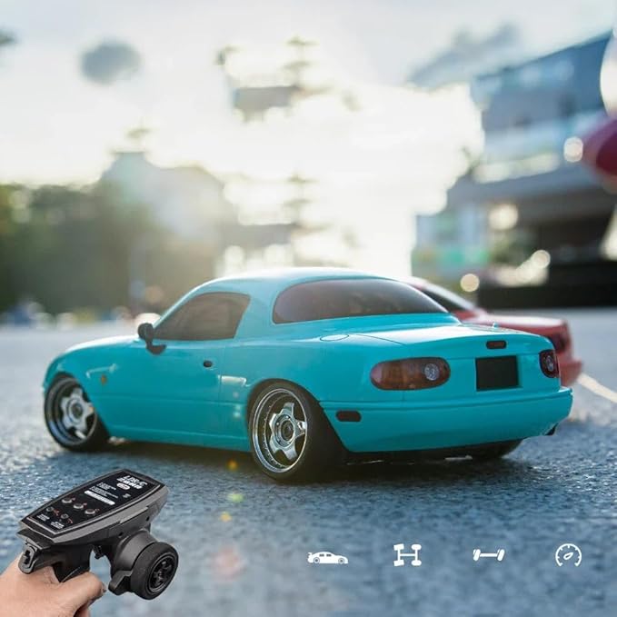 LDRC 1804 1/18 Scale Mini RC Drift Car with Gyro LED Lights RWD Full Proportional 2.4GHz Remote Control Racing Sport Drift Car Indoor Gift for Adult - RTR Version / 3 Battery