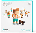 PIXIO Happy Family - Magnetic Building Blocks for Kids Over 6 Years Pixel Art STEM Magnet Toys for Kids Ages 8-12 Portable Magnetic Blocks for Creativity - 162 pcs