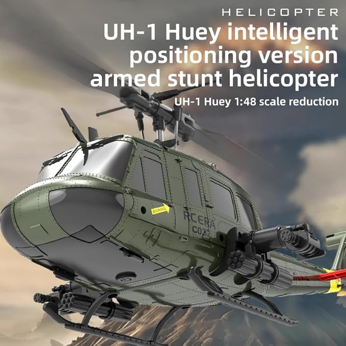 RC ERA C032 RC Helicopter 1/48 Scale 2.4G 6CH UH-1 Huey Flybarless RC Helicopter 6-Axis Gyroscope Stabilization with Altitude Hold &amp 3D Inverted Flight for Adults Enthusiasts 1 Battery