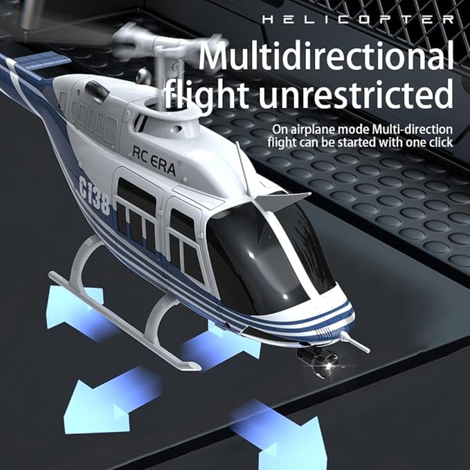 C138 RC Helicopter 2.4G 6CH 6-Axis Gyro Altitude Hold 1/33 Remote Control Plane Ready to Fly RTF(Blue-White)