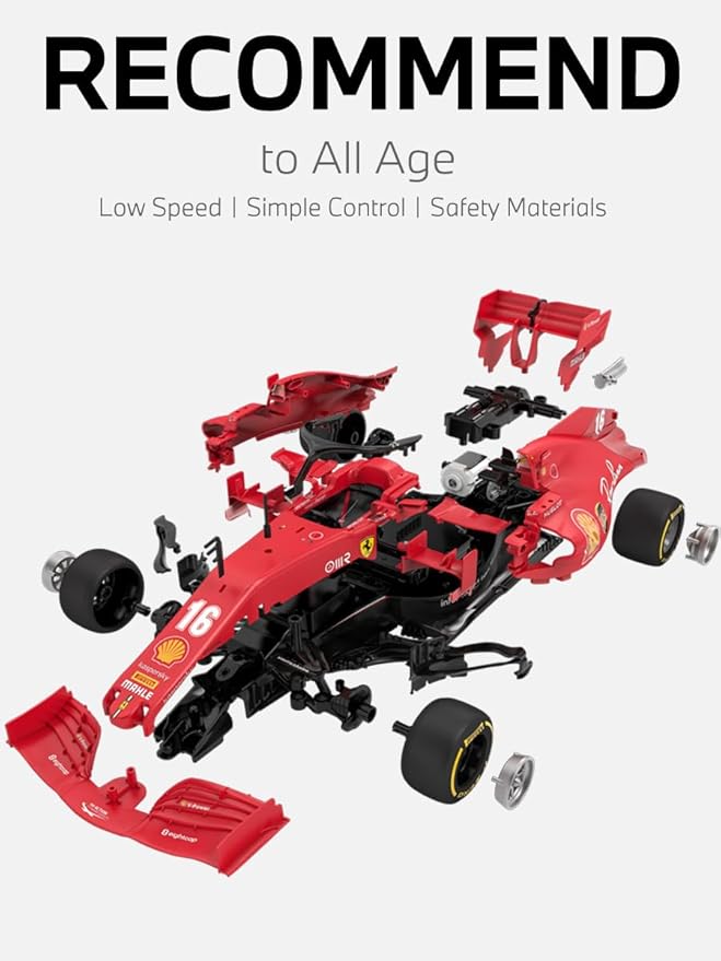 RASTAR 97000 1/16 65PCS Officially Licensed RC Race Car Building Kits for Ferrari SF1000 F1 with Remote Control Motor &amp DIY Decals for Play &amp Display - Ideal Gift for F1 Fans Ages 8+