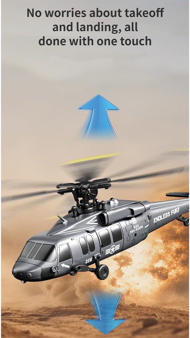 UH-60 2.4G 5CH Flybarless Scale RC Helicopter Model with Barometric Altitude Hold Optical Flow Positioning One-Key Inverted Flight (RTF)