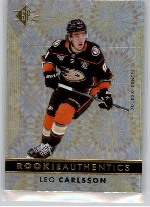 2023-24 Upper Deck SP Gold Tint Patterned Foilboard #115 Leo Carlsson RC Rookie Card Anaheim Ducks Official NHL Hockey Card in Raw (NM or Better) Condition