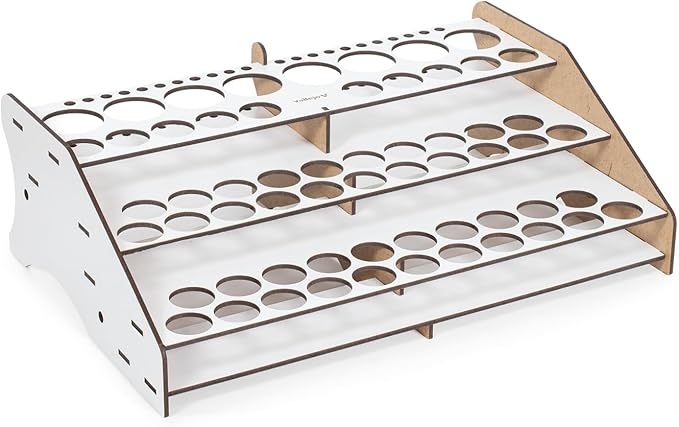 Vallejo - Front Paint Storage Rack for Scale Models and Miniatures | Capacity for 52 Bottles of 18 ml. (0.6 fl.oz.) 8 Bottles of 35 ml. (1.18 fl.oz.) or 60 ml. (2.02 fl.oz.) and 22 Brushes