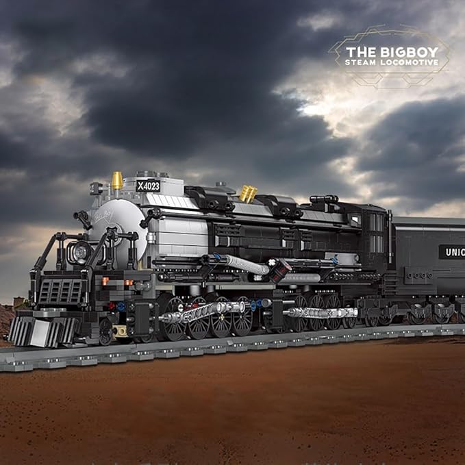 BIGBOY Steam Train Building Kit and Engineering Toy BIGBOY Locomotive with Track Display Set Collectible Steam Locomotive Display Kit Gift for Train Lovers(1608Pieces)