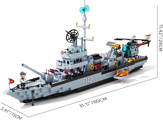 Battleship Building Set for Boys 8-14 6-in-1 Military Boat and Ship Navy Warship Toys Model Kits Construction Birthday for Adults Men Teens Age 8-1214+ (1456+ PCS)