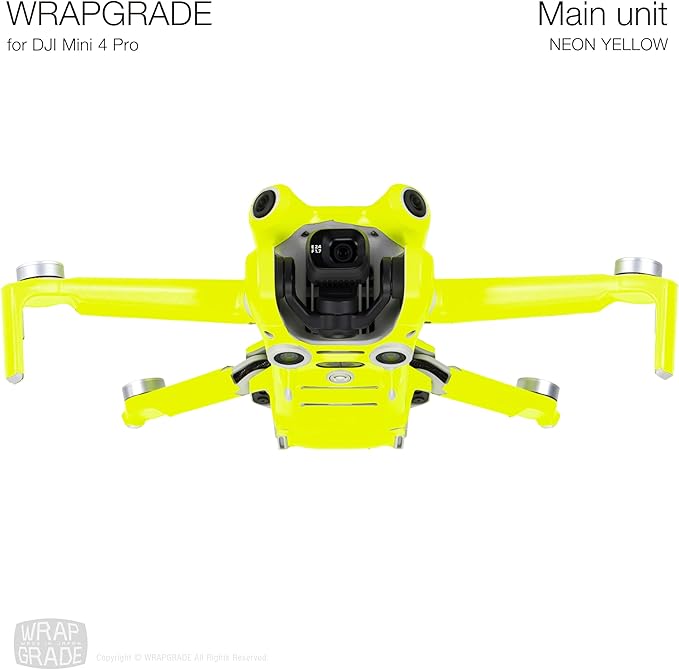 WRAPGRADE Skin Stickers Compatible with DJI Mini 4 Pro | Full Wrap (Neon Yellow)