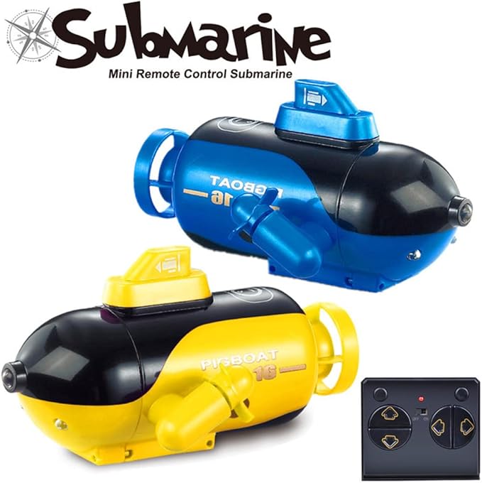 GoolRC Mini Remote Control Submarine RC Submarine Toy 4-Channel Remote Control Toy Forward/Diving Backward/Surfacing Left Turn Right Turn Yellow