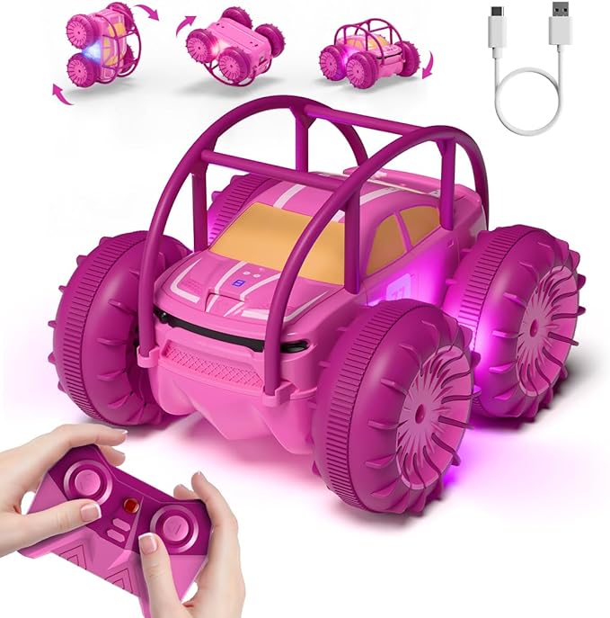 MaxTronic Amphibious Remote Control CarRechargeable RC Cars Toy 360° Flips Rotation Stunt Crawler 15KM/H 4WD All Terrain Outdoor Indoor Toy for Kids Boys Girls 3-12