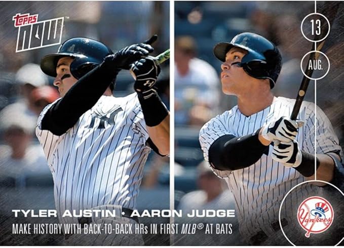 MLB Topps Now Card 351NY Yankees Tyler Austin/Aaron Judge Trading Card
