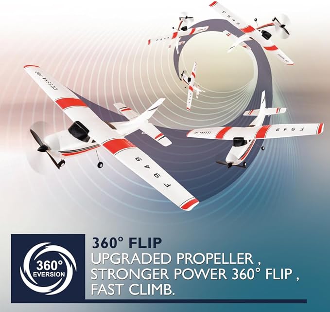 F949 RC Plane 720 Motor 3CH 2.4Ghz Remote Control Airplane EPP 3D6G RTF RC Airplane for Beginners Easy to Fly RC Glider with 2 Batteries Propellers Landing Gear (LED 2BSL+ Motor)