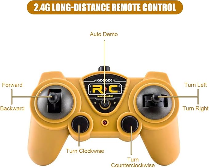 Fistone RC Cement Mixer Toy 6 Channel Truck with Lights 1:24 Electric 360 Degree Stirring Vehicle Rechargeable Construction Truck for Kids