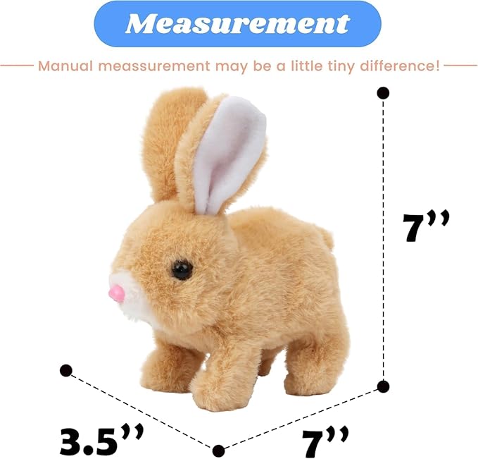 Realistic Bunny Toy - Interactive Plush Rabbit with Sounds and Movements Animated Walking Wiggle Ears Twitch Nose - Easter Gift for Kids (Brown+White)
