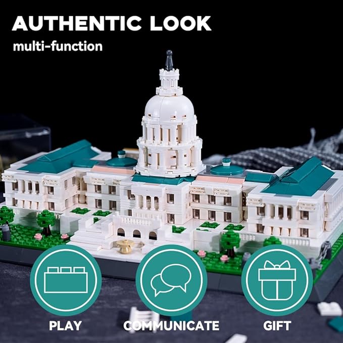 Architectural United States Capitol Building Collection Building Set Model Kit and Gift for Adults (1074 Pieces)