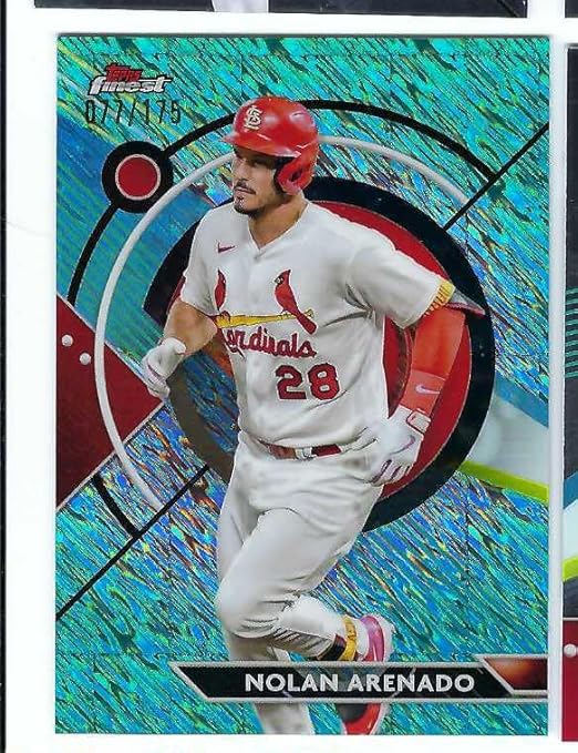 NOLAN ARENADO 2023 Topps Finest #42 AQUA SHIMMER REFRACTOR PARALLEL Baseball Card #077 of only 175 Made! St. Louis Cardinals