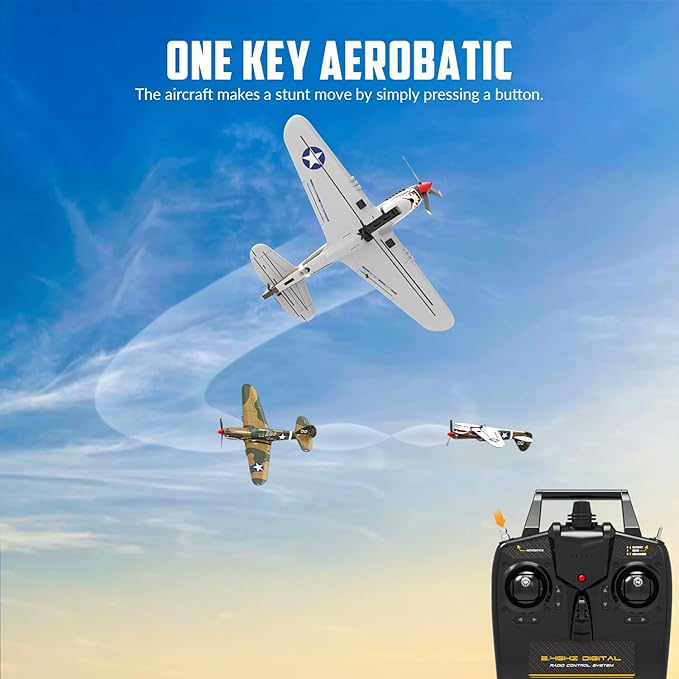volantexrc RC Plane 4 Channel Remote Control Airplane Fighter P40 with Aileron 6-Axis Gyro Aerobatics for Adults