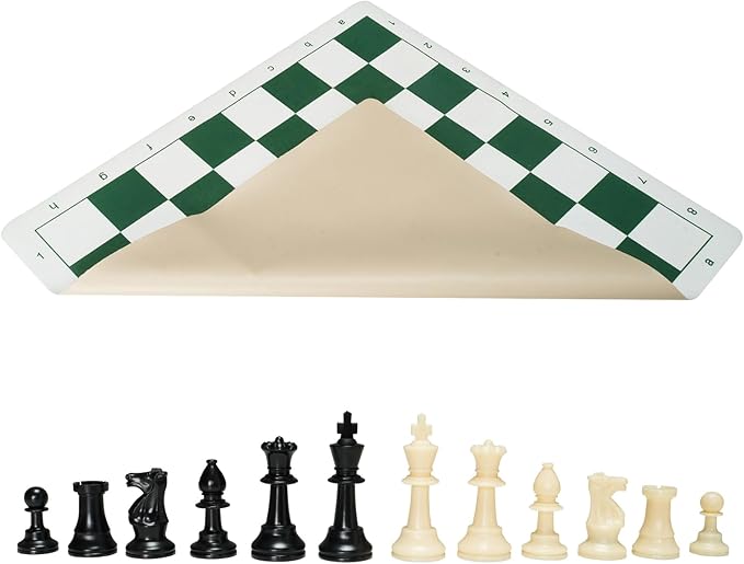 VEVOR Tournament Chess Set 20 Inch Roll-Up Beginner Chess Board Foldable Silicone Chess Game with Plastic Weighted Chess Pieces &amp Storage Bag Portable Travel Chess Board Gift for Adult Kid Fami