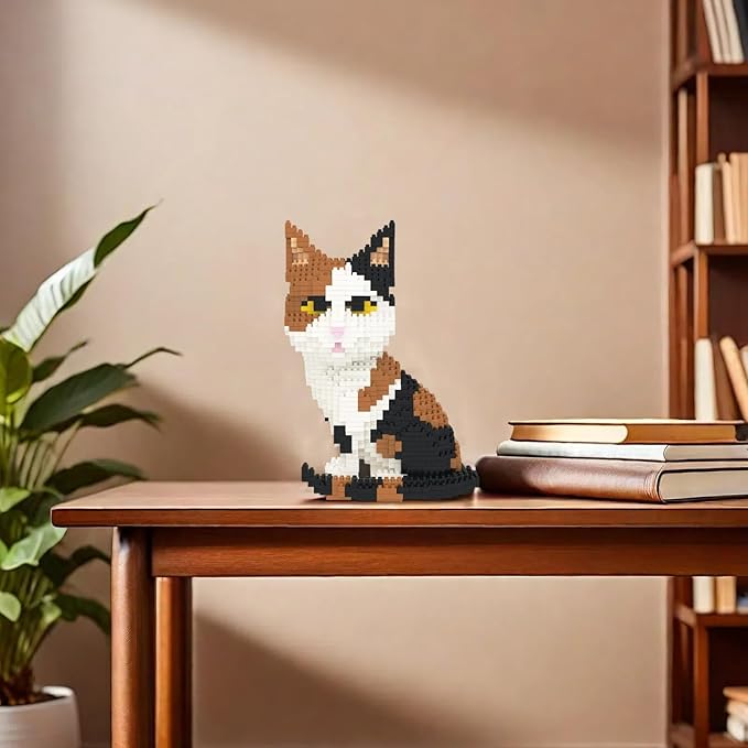 Larcele Cat Micro Building Blocks Animal Set DIY Mini 3D Building Toy Bricks1191pcs KLJM-05 (Cat Model1979)