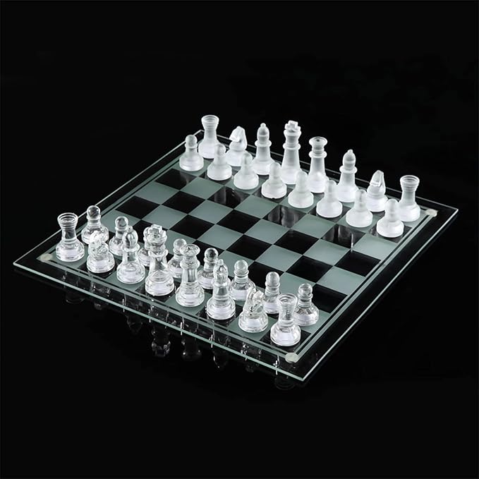 Elegant 10 Glass Chess Set - Premium Quality Board Game for All Ages for Chess Enthusiasts and Home Decor