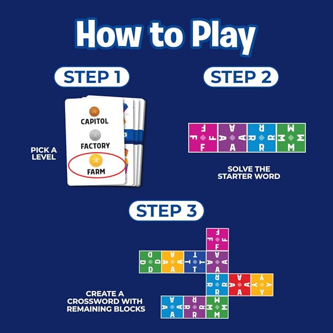 Crossico by Uzzle Games - Family Games for Children &amp Adults Crossword Puzzle Word Games - A Thrilling Classic Game with a Twist 2-4 Players for Ages 8+