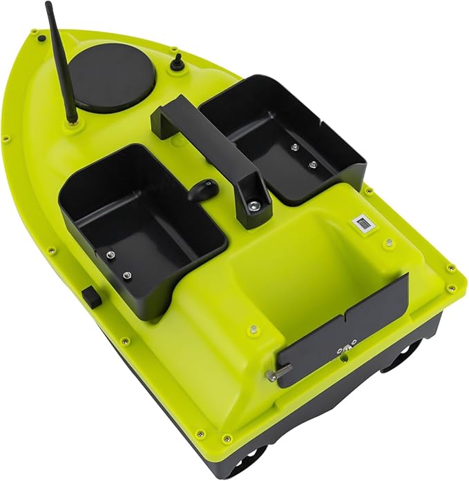 RC Bait Boat 600m/1968ft Long-Distance Control Surf Fishing Bait Boat 4.4LBS Loading Capacity with Dual 5200mAh Battery and LCD for Lake/Ocean Angling Auto Navigation (Green)