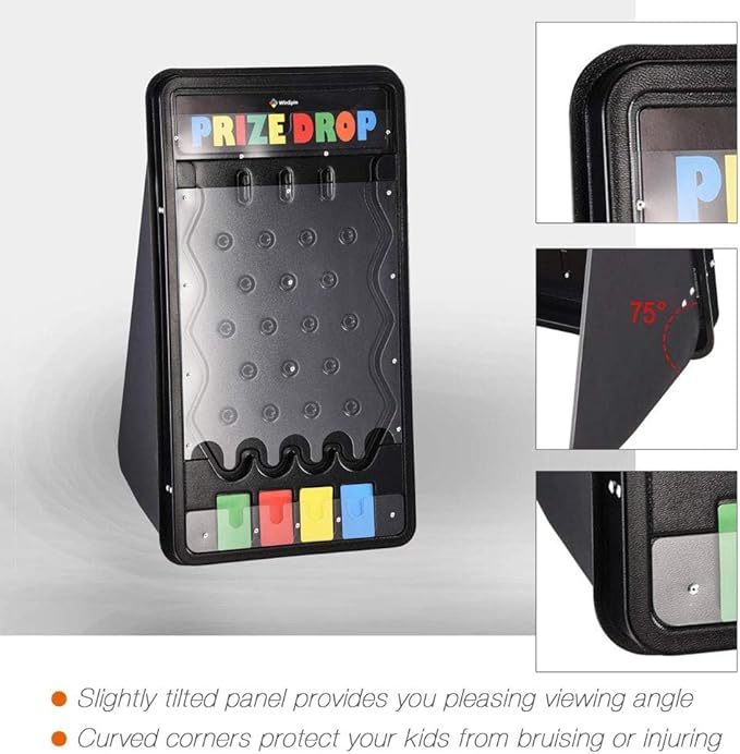 25X14 Prize Drop Plinko Board Foldable Stand with 8 Playing Pucks Tabletop Penny Drop Game for Carnival Trade Show Live Stream Party