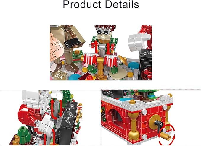 Christmas Musical Building Block Set Interactive Santa &amp Reindeer Holiday Scene with Music - Operated Movement Festive Construction Toy &amp Decor for Adult（1045 Pcs）