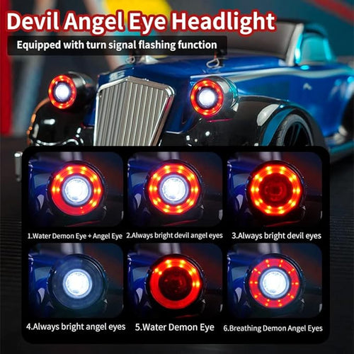 1:16 Scale Off-Road Retro Classic Car SCY-16302-2.4G 4WD 35km/h High-Speed Racing Damping Climbing Off-Road Vehicles Christmas Birthday Gift for Adults(Metal Blue)