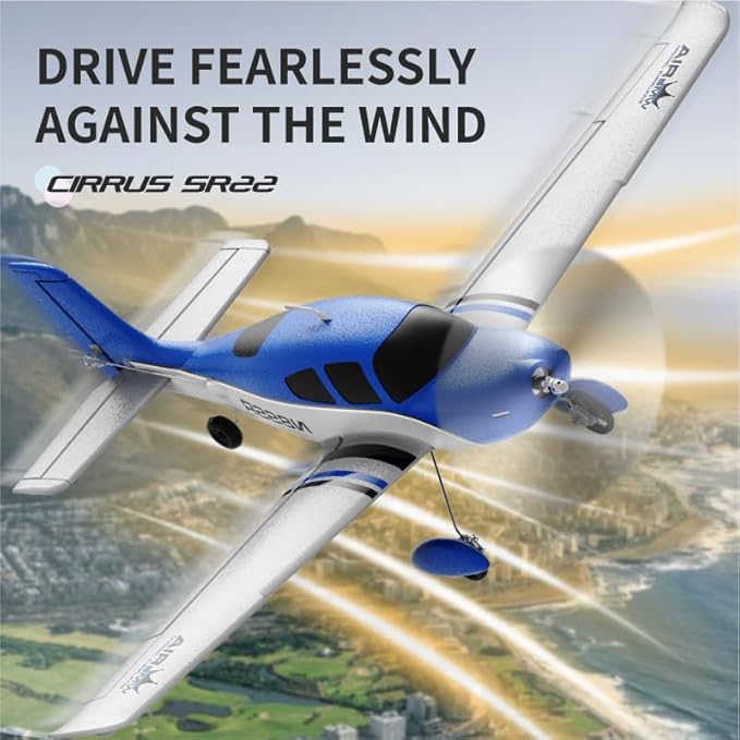 QIDI 580 5-Channel Off-Road Aircraft 3D RC Plane One-Key Hanging Stunt Fixed Wing with Wind Resistant Flight Control for Beginner and Experienced Ready to Fly(Blue)