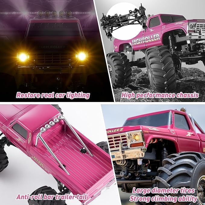 EAZYRC X FMS Fcx24 1/24 RC Crawler RTR RC Monster Truck 4x4 8+ kph 2-speeds Transmission Off-Road with USB Charger and 2.4Ghz Remote Control for Adult (red)