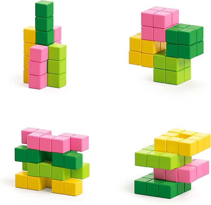 PIXIO Tropic - Tiny Magnetic Blocks Building Toy in The Pixel Art Style with Free App - 5/16 Plastic Cubes with 6 Magnets Inside - Open Ended Toy - Creativity Toy for Ages 6+ - 60pcs