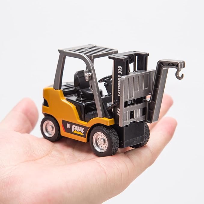 RC Forklift Truck with Trailer 1/64 Mini Alloy Remote Control Forklift 2 Mode Speed Truck with Cargo Hook Pallets RC Construction Vehicles for Adult