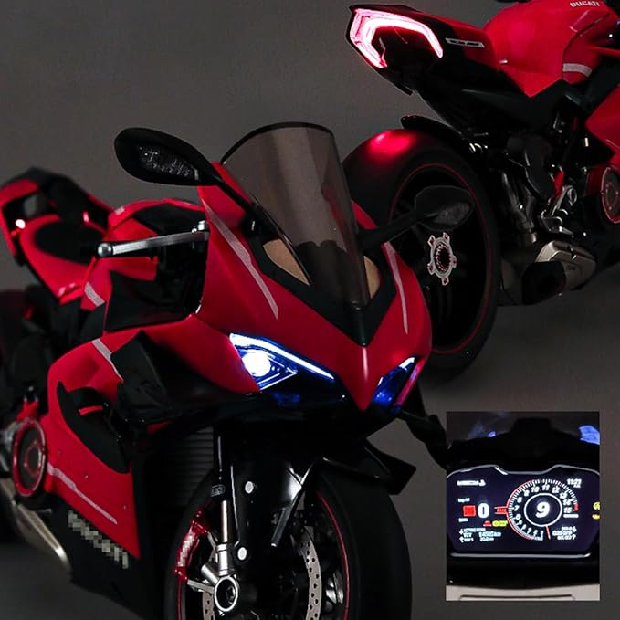 RC Motorcycle Model for Adult 1/7 Scale Remote Control Motorcycle V4 Top Edition with Ignition System &amp Smoke Spray for Biker