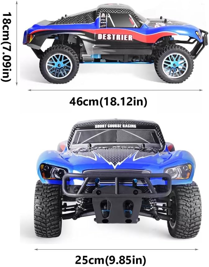 1/10 Nitro RC Truck for Adult Two Speed RC Car Rock Crawler 4WD Remote Control Car Nitro Gas Power Off Road Short Course Truck with Igniter Methanol Fuel RC Climbing Vehicle Buggy