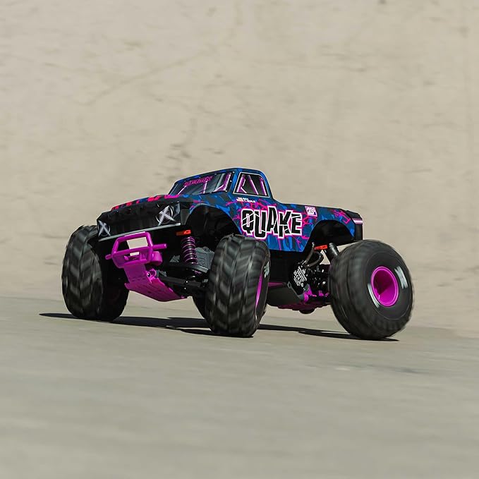 ARRMA RC Truck 1/10 Quake 223S 2WD RTR (Battery and Charger Not Included) Brushless Monster Truck Purple ARA3537T3